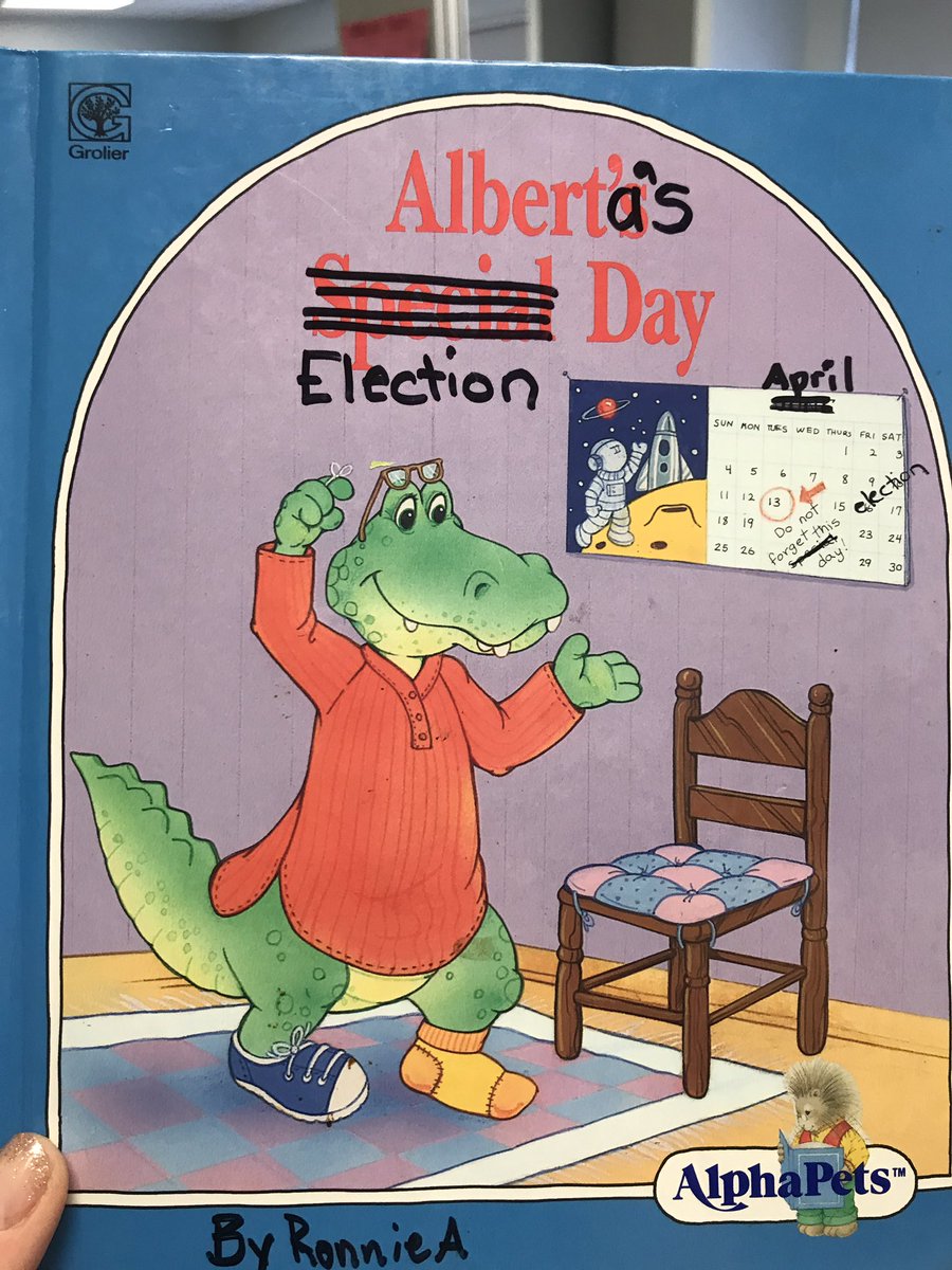 RonSouthernTwo's tweet image. Our book hacks are reflecting current events in Alberta. Check out this book about Election Day! #bookhacks #AbVotes2019