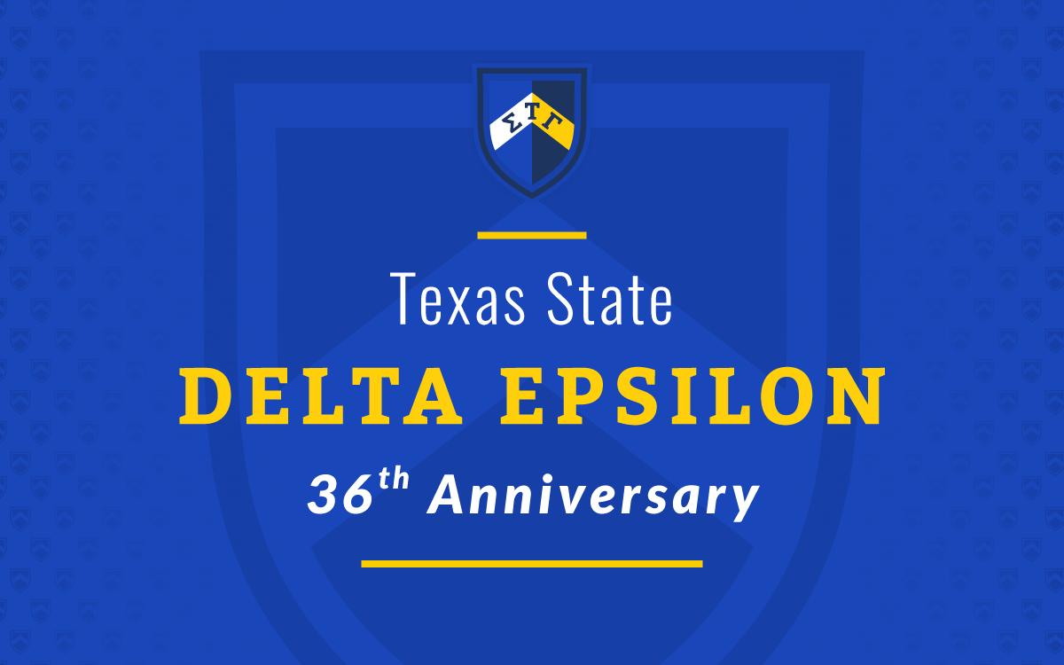 36 YEARS
Today is the day to celebrate the men of the Delta Epsilon Chapter. 36 years ago today, the men of Texas State earned their charter. Happy anniversary noble men! #SigTau