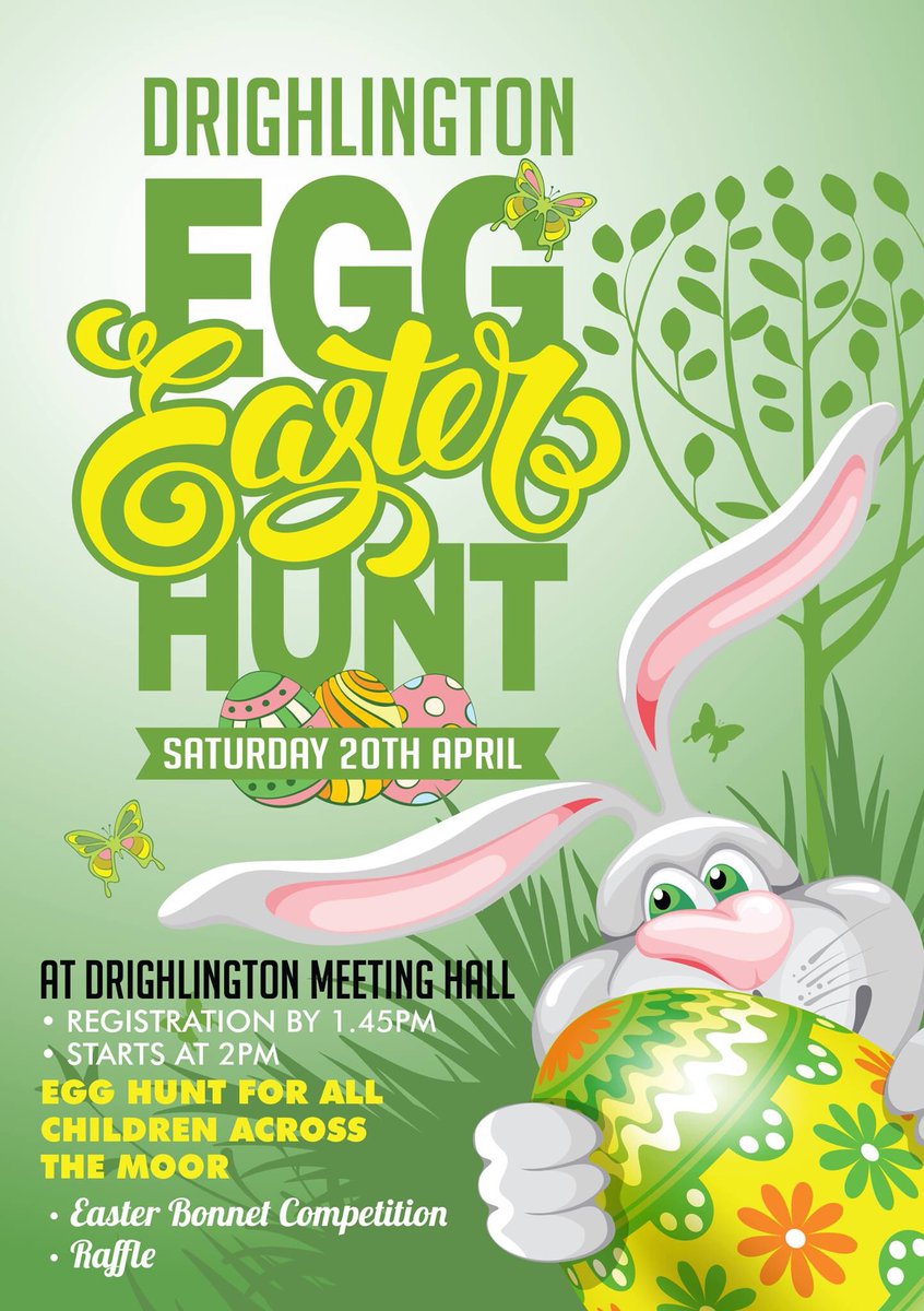 It’s set to be a beautiful day on Sat for this years #EggHunt2019, free event open to all. Don’t forget your #easterbonnets - the #easterbunny will be joining us to judge the winners 🐰🐰