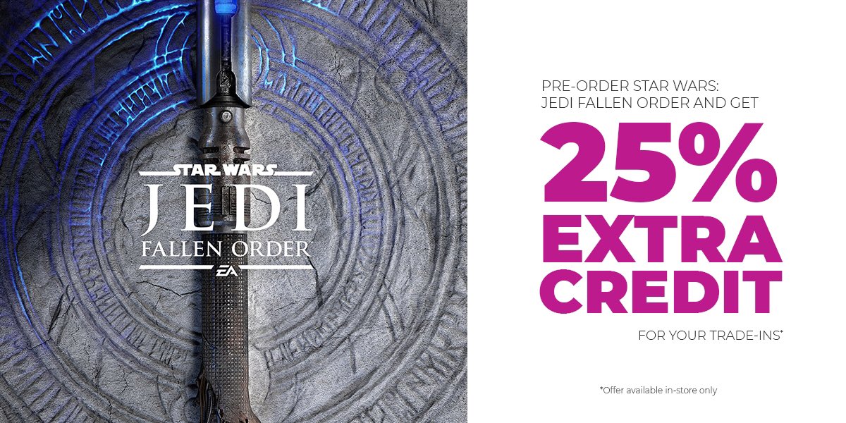 GAMEBoston's tweet photo. #StarWarsJediFallenOrder is available to pre-order instore on both Xbox one and PS4.                                                  £5 deposit to secure your copy for release on 15/11/19 (Deluxe edition also available for £10 deposit) https://t.co/BKBuvsJaob
