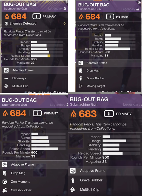 Stealth_Vixen's tweet image. PLEASE HELP!  Bug-out Bag advise needed. Need to clean vault.  I don't really use SMGs much BUT if you had to chose which would you keep stat wise &amp;amp; why. Thanks in advance.   I hate when I can't make up my mind.🤦‍♀️😐 #Destiny2 #GambitPrime  #BugOutBag