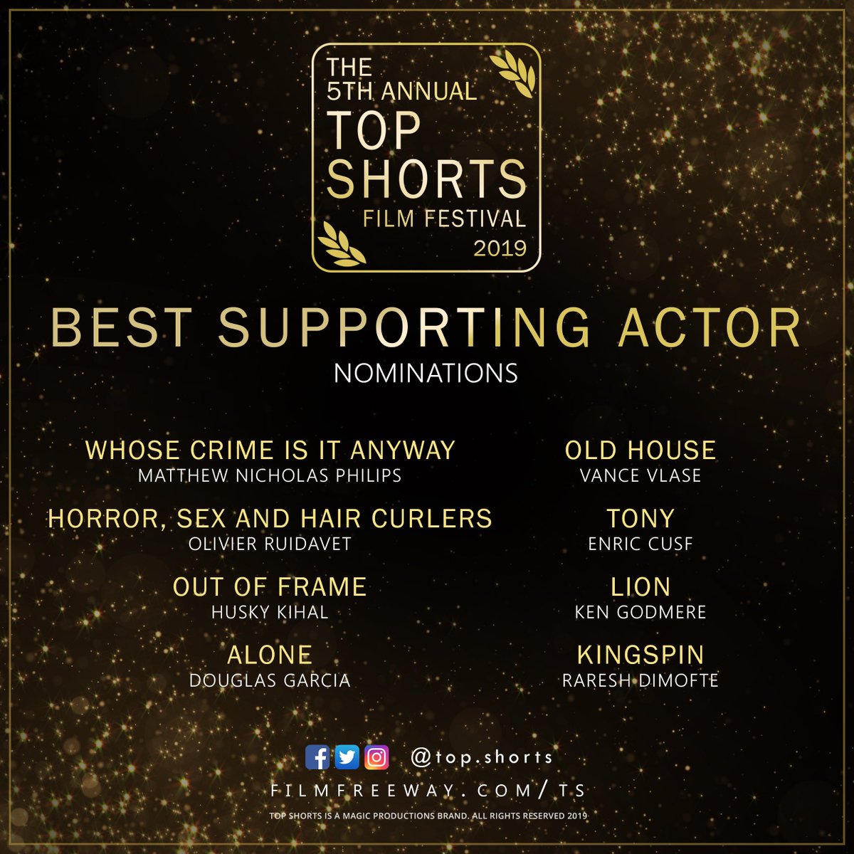 Best Supporting Actor of the Year topshorts.net #topshorts19 #nominations #top8 #indiefilm #shortfilm #actor #supportingactor