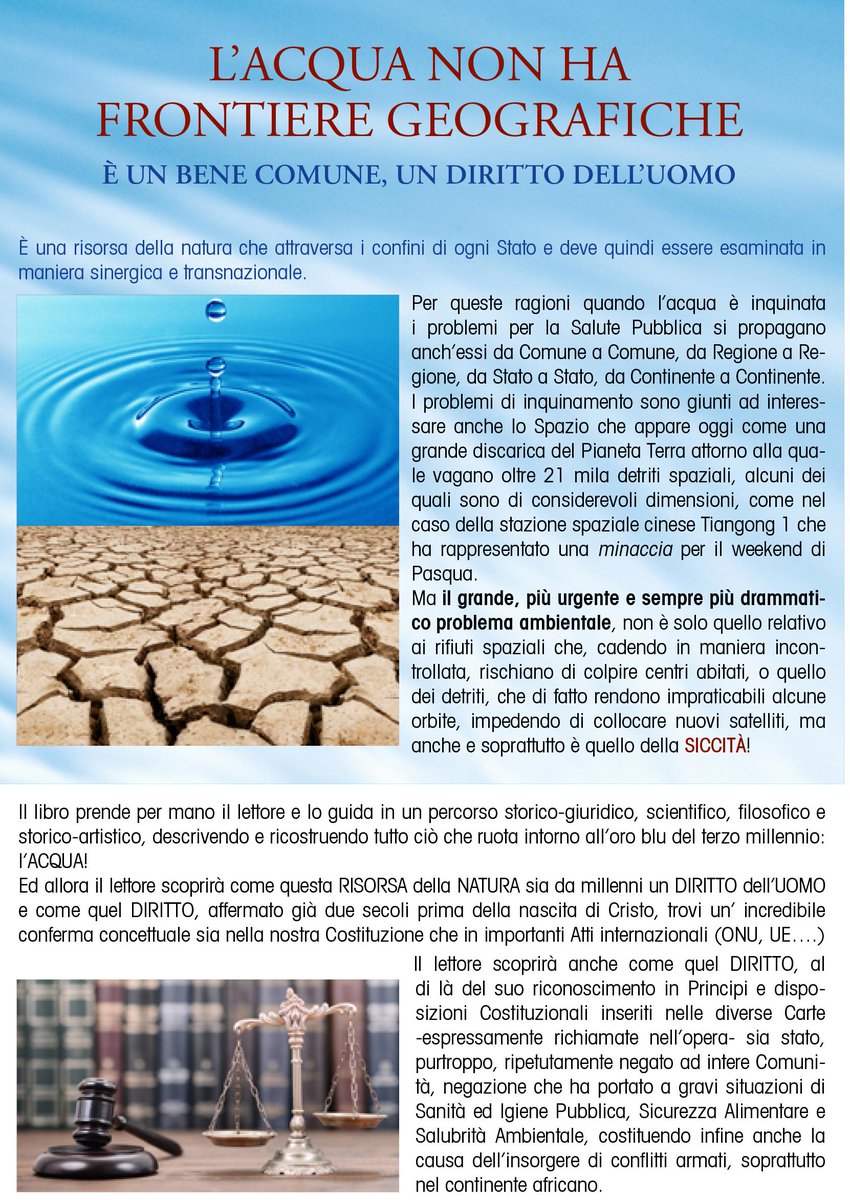 GraficheNardin's tweet photo. L'#Acqua è l'oro blu del terzo millennio. Non dobbiamo sprecarne nemmeno una goccia 💧

@CasaLettori #QuartaDiCopertina 
#LibriNardin #inquinamento #ambiente #PFAS #ILVA https://t.co/kUfQjigj6N