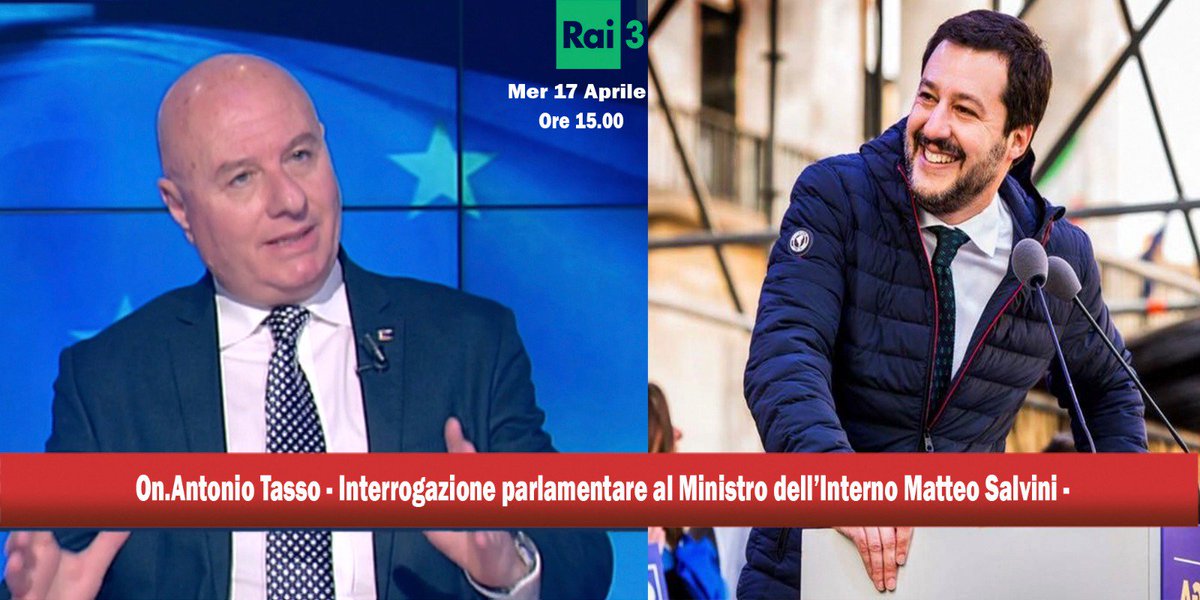 🔴 Domani su #Rai3 il ministro #Salvini  risponderà alla mia interrogazione che, partendo dai recentissimi gravi fatti di sangue- a Cagnano Varano e Trinitapoli- interpella il governo su come migliorare la #sicurezza del territorio( per i cittadini e le forze dell'ordine)
