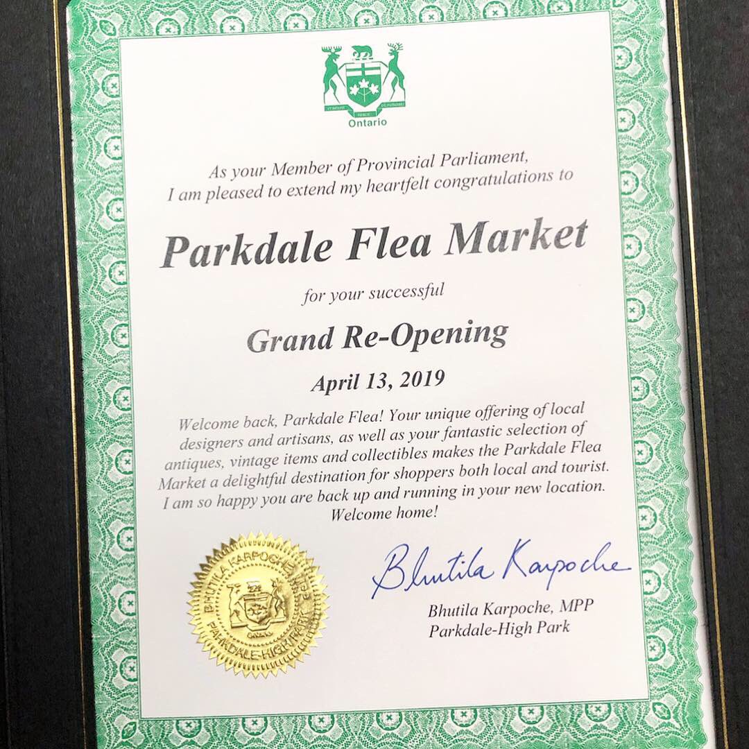 We’re so delighted that our MPP <a href="/BhutilaKarpoche/">Bhutila Karpoche</a> stopped by the #ParkdaleFlea this past weekend for our grand re-opening!! Thank you for being a champion in our community and always advocating for social justice and supporting local businesses! 💪🏼 #SupportLocal