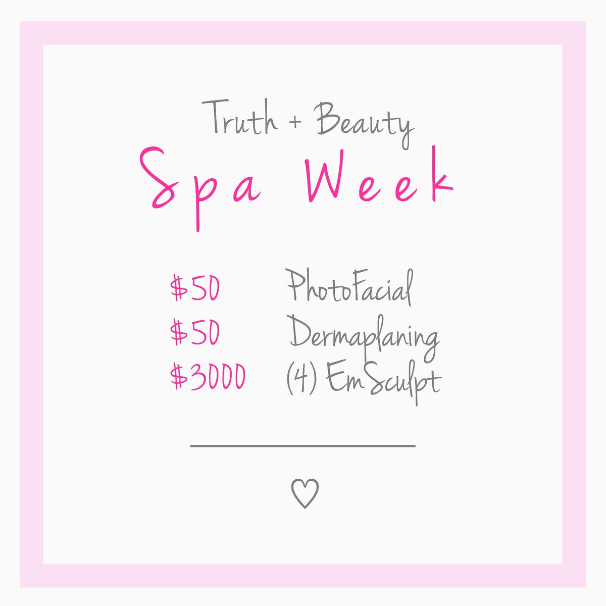 TruthBeautySpa's tweet image. Now serving: major #SpaWeek deals! From now until April 20th, get in on the services that will have you summer-ready by booking online or giving us a call today! 💗 #TruthAndBeauty #Medspa #LongIsland