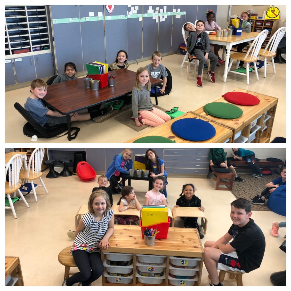 “Welcome to our newly designed classroom! This is what happens when we get more flexible seating furniture. We put our heads (and muscles) together and rearranged our room to make it how we wanted!” - The kiddos of room 409 #WEshinebright 🌟 #WEareLakota #studentvoiceandchoice