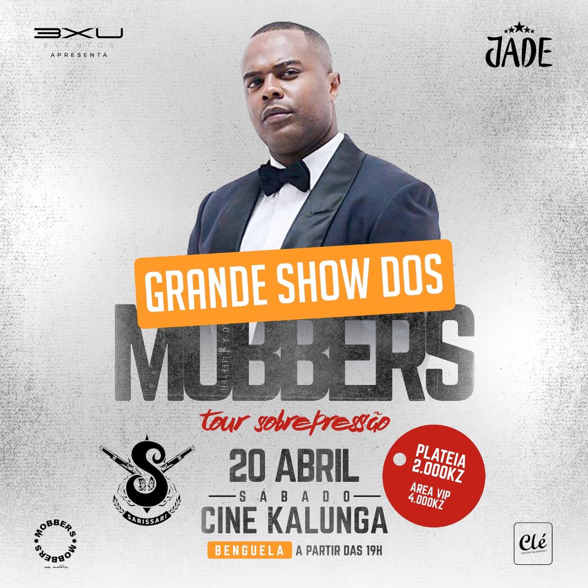 badgio_610's tweet photo. Dia 20 de Abril, Mobbers em Benguela.

Tour “SobPressão” By Jade 

Local : Cine Kalunga

Entrada : 2000 kz 

VIP: 4000 kz 

Convidados :  SariSari, Elisabeth Ventura e artistas locais. https://t.co/mipAlghnTh