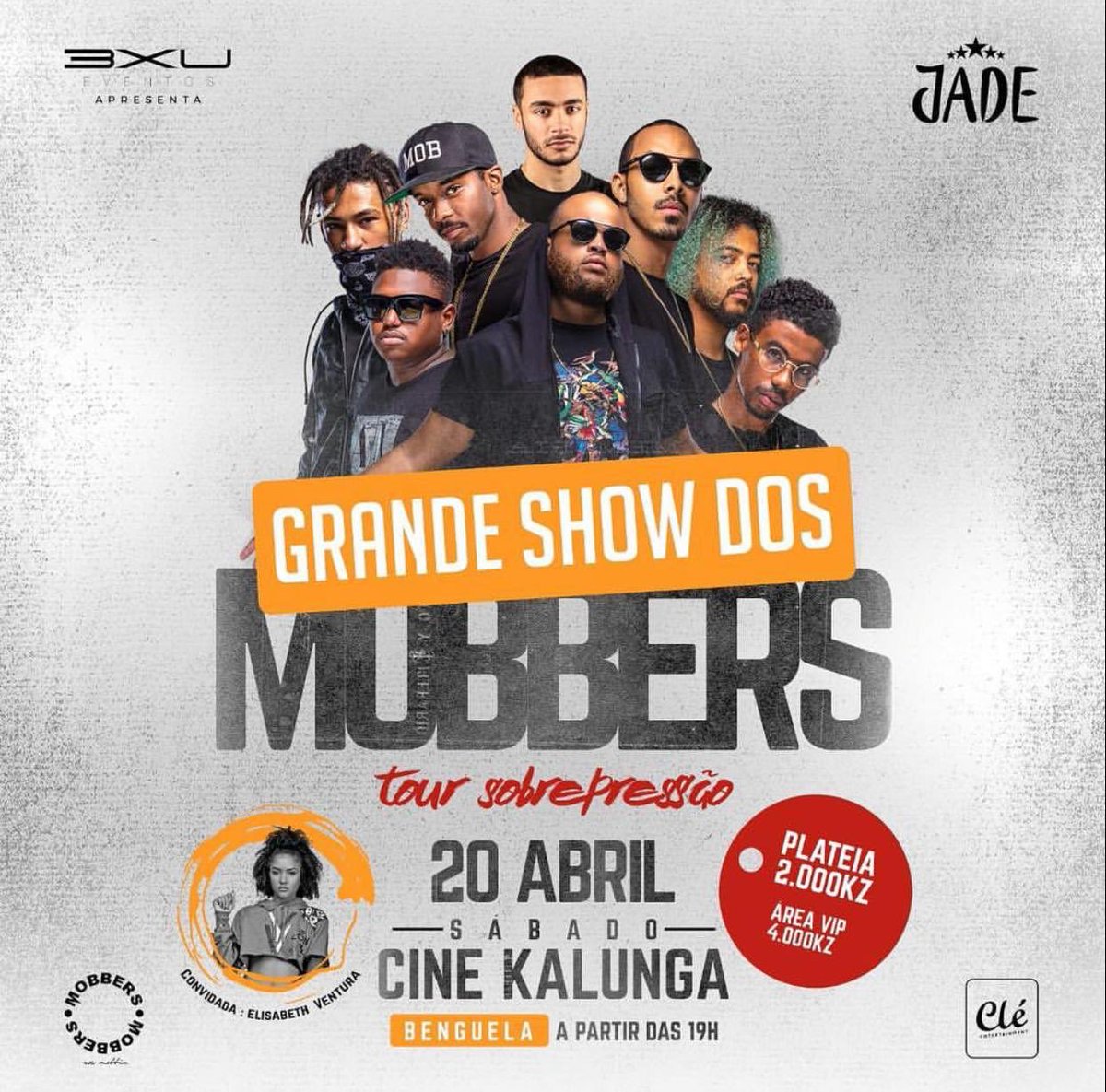 badgio_610's tweet photo. Dia 20 de Abril, Mobbers em Benguela.

Tour “SobPressão” By Jade 

Local : Cine Kalunga

Entrada : 2000 kz 

VIP: 4000 kz 

Convidados :  SariSari, Elisabeth Ventura e artistas locais. https://t.co/mipAlghnTh