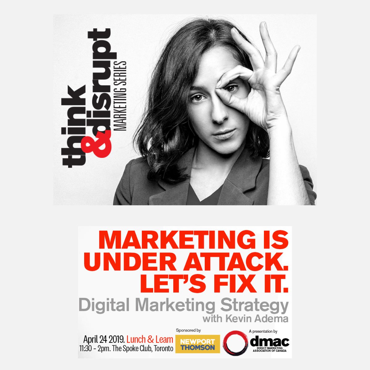 auditedmedia's tweet photo. Join @DIRECTmac for a Digital Marketing Strategy Lunch & Learn April 24th at the Spoke Club in Toronto. This is the second session in its THINK & DISRUPT marketing series. Register at https://t.co/BM5EyoSbor #thinkdisrupt https://t.co/ocHMkEnIih