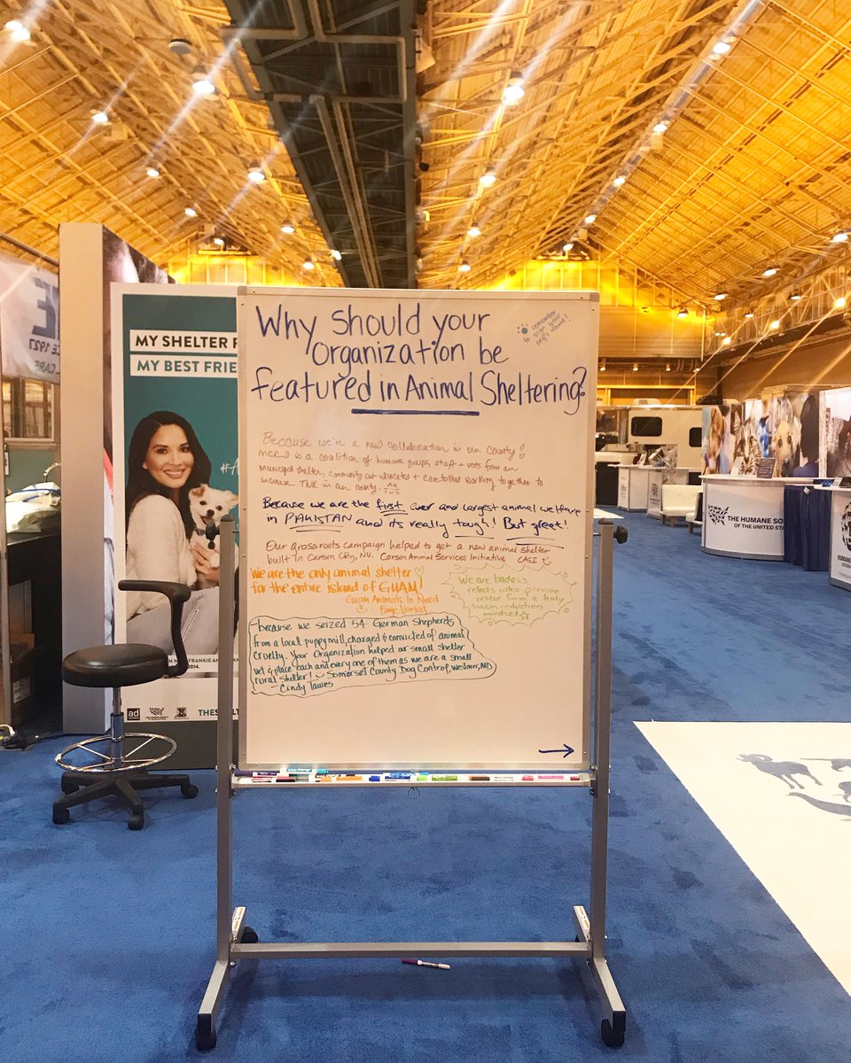 Humane_Pro's tweet photo. We’re asking why YOUR organization should be featured in #AnimalSheltering over at booth 818! Stop by now and brag a little😉 #AnimalCareExpo https://t.co/dtOvTlOnWs
