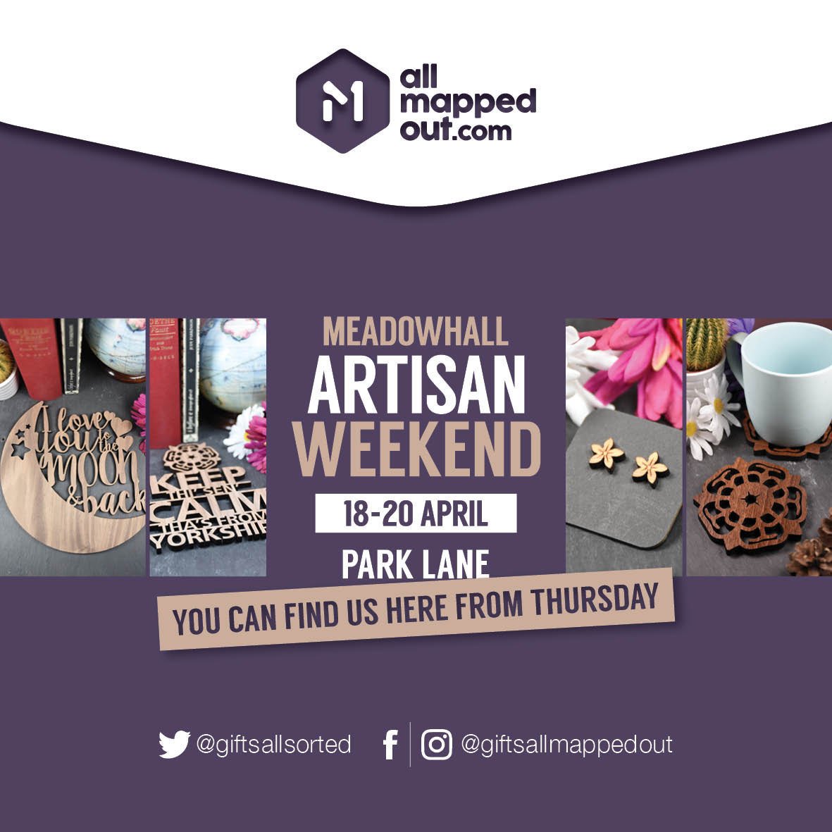 allmappedoutUK's tweet photo. We’re pleased to announce that we will be trading on the #Meadowhall Artisan Market on Park Lane from Thurs 18 - Sat 20, hopefully see you there!
.
.
@LoveMeadowhall #Sheffield #AllMappedOut #Artisan #Market #Easter #EasterWeekend #WorldCraftWeek https://t.co/qi4CqIlxDo