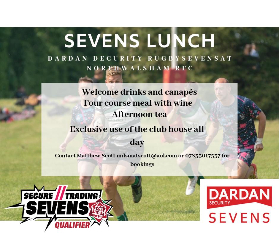 Looking for a way to enjoy the 7's in style?
Tickets include a Four course meal with wine, complimentary welcome drinks and canapés, afternoon tea, free raffle and exclusive use of the club house all day.

Contact Matthew Scott via mdsmatscott@aol.com or 07833617537 for bookings.