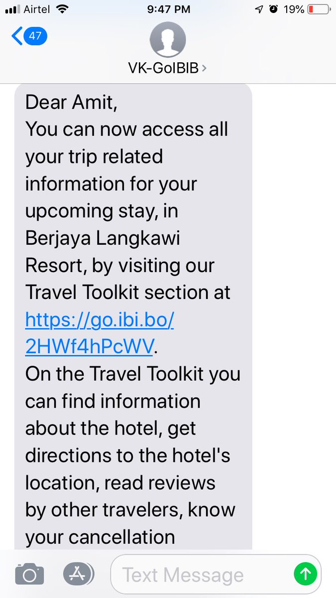 ⁦<a href="/goibibo/">goibibo</a>⁩ still sending me msg of booking that they themselves could not confirm. Amazing inefficiency / extremely dangerous to travel overseas using their booking for hotel. And I took a non-refundable air ticket based on their hotel confirmation. Their alternative sucks.