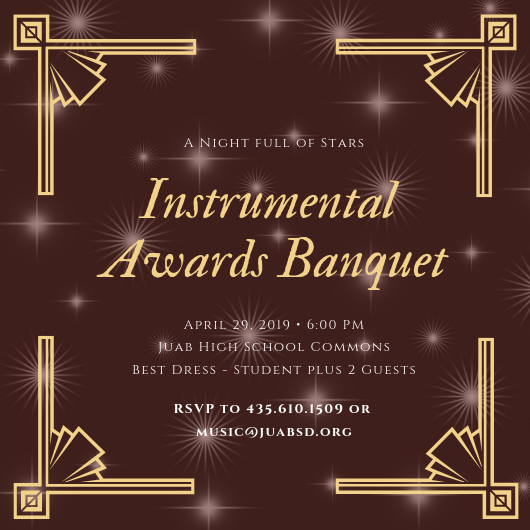 JHSBANDORCHE1's tweet photo. Seniors and Leadership - don't forget our Awards Banquet on April 29th at 6 PM at the Juab High School Commons!! Please RSVP right away if you haven't already!! https://t.co/jlnFJNId2Q