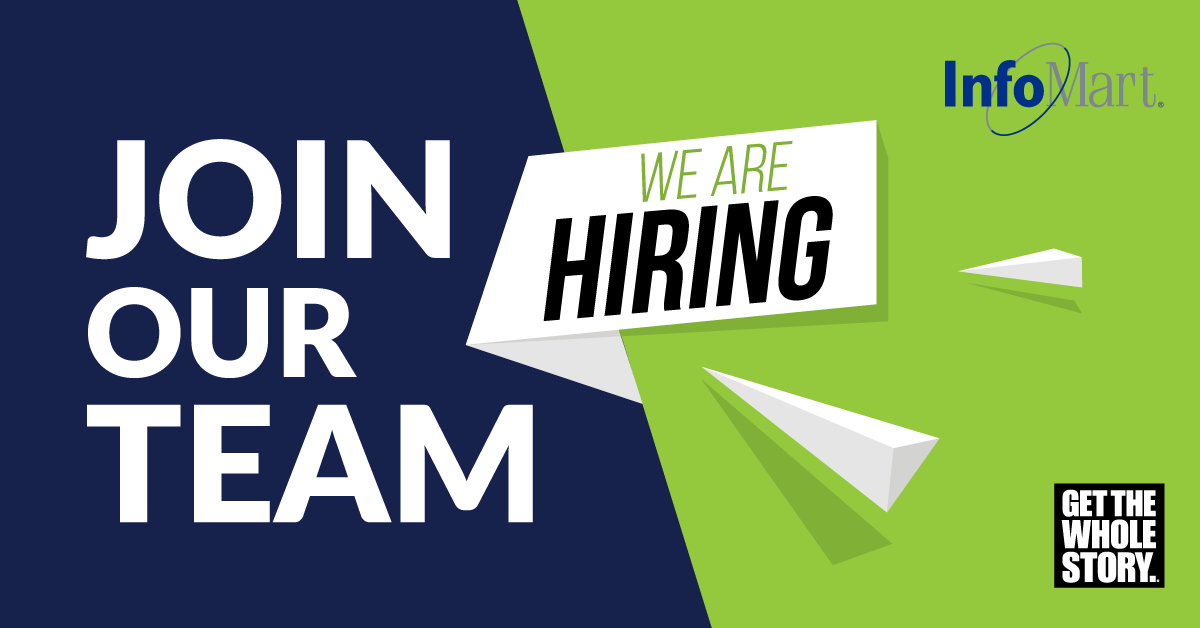 ByTammyCohen's tweet photo. .@InfoMartUSA is looking for a junior project manager. Join our team of innovators and disruptors! Our product roadmap is going to change the background screening landscape this year. Want to be part of that? Join #TheScreenMachine: https://t.co/NsCAyb7B3o #QueenOfScreen https://t.co/0KZDJvjOi5