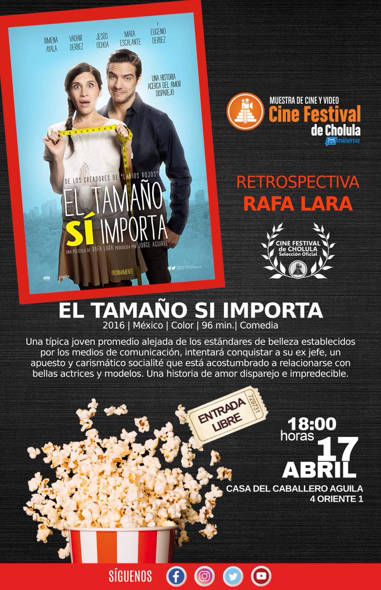 Mañana <a href="/CholulaFilmFest/">Cine Festival de Cholula</a> continúa con la retrospectiva a #RafaLara

No te pierdas #ElTamañoSiImporta con <a href="/vadhirderbez/">Vadhir Derbez</a> <a href="/XimenaAyala/">Ximena Ayala</a> <a href="/MaraEscalante3/">Mara Escalante</a> <a href="/RamonMedina/">Ramón Medina Orellana</a> <a href="/ChuchoOchoaMx/">Jesús Ochoa 🇲🇽</a> <a href="/lauradeita/">Laura De Ita</a> <a href="/WilliamMiller/">william miller 🤟🤟</a> y el querido <a href="/EugenioDerbez/">Eugenio Derbez</a>

<a href="/Ponchomorenofx/">Alfonso Moreno</a> <a href="/R8prior/">Rogelio Prior</a> #cine #Cinema #Movies