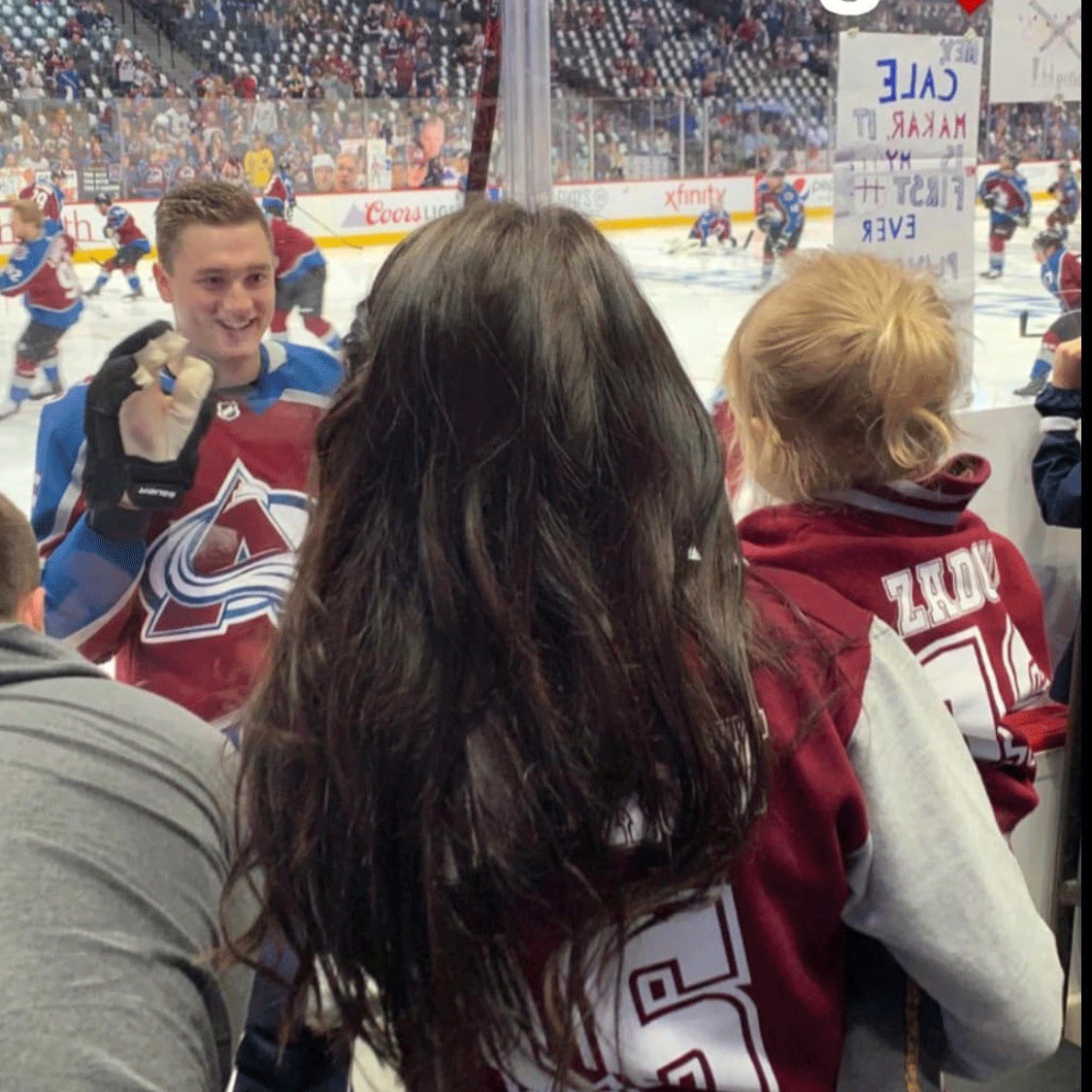 NHL's tweet photo. Even during the #StanleyCup Playoffs, @Matt9Duchene, @zadorov61 and @Martyman17 find time to be a dad. ❤️ https://t.co/G4mETpE92F