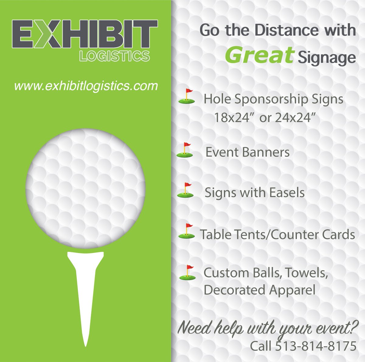 ELtradeshow's tweet photo. Planning a Golf Outing?
Save $$$ with a Signage Package from Exhibit Logistics!
Call 513-814-8175 https://t.co/r3WdQomxSt