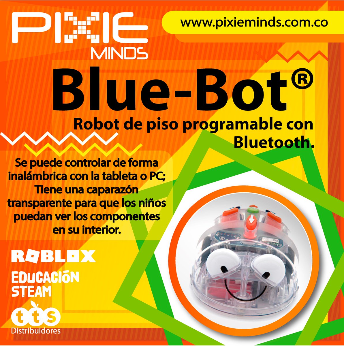 PIXIEMINDS's tweet photo. Somos Distribuidores en Colombia de la familia de Robots educativos #TTS 🐝🚖🤖 La mejor opción en el aprendizaje a través de la #programación, la #codificación y las #habilidades de #pensamiento #lógico
#BeeBot #BlueBot #ProBot #PixieMinds #ROBLOX #MBOT #Steam #RobóticaJugando https://t.co/ZRcSTVLQOx