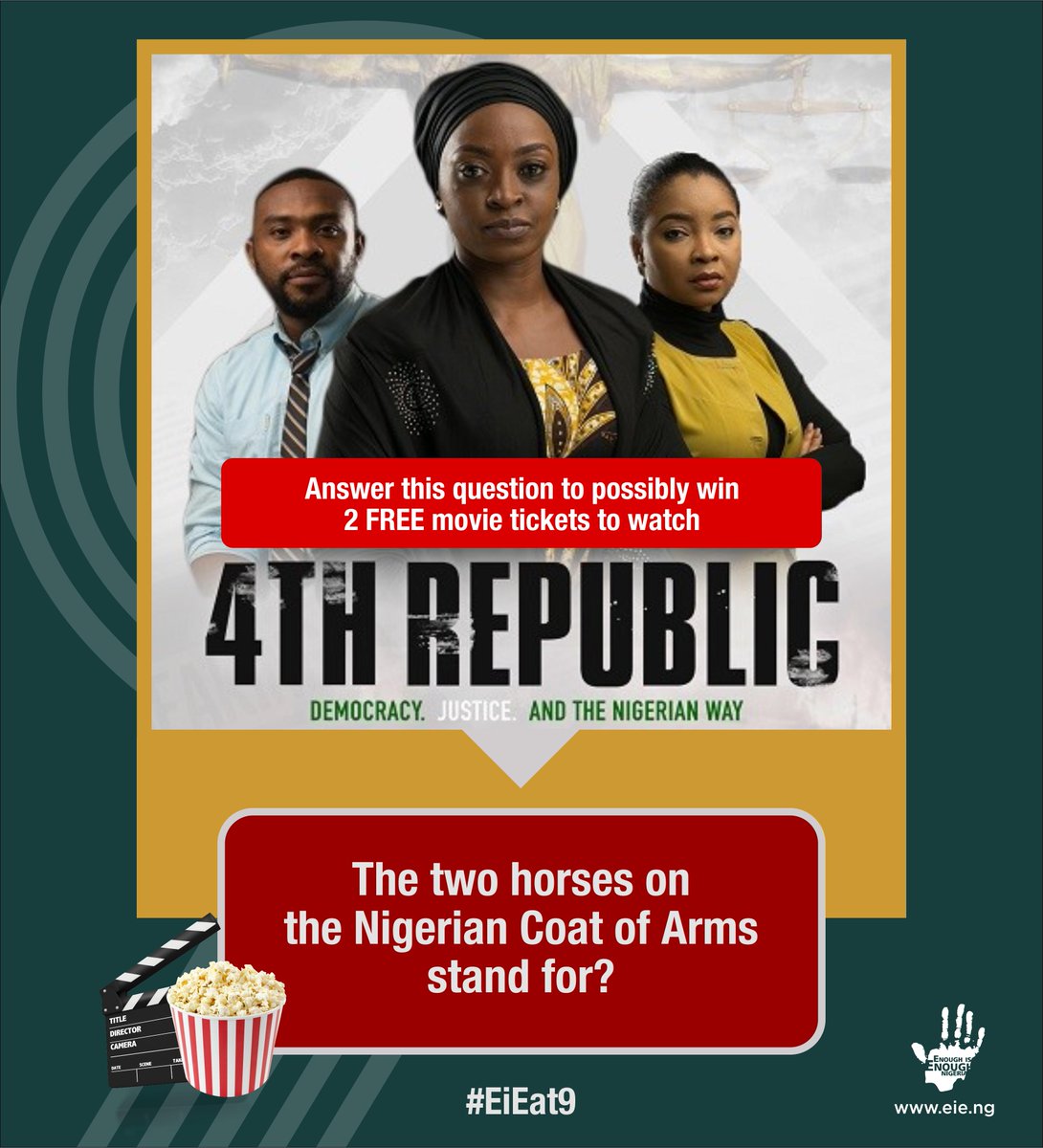 EiENigeria's tweet photo. In #Akure?
Reply with your answer to stand a chance to possibly win 2 FREE movie tickets to watch #4thRepublic.
#EiEat9 https://t.co/HKB1RdElp4