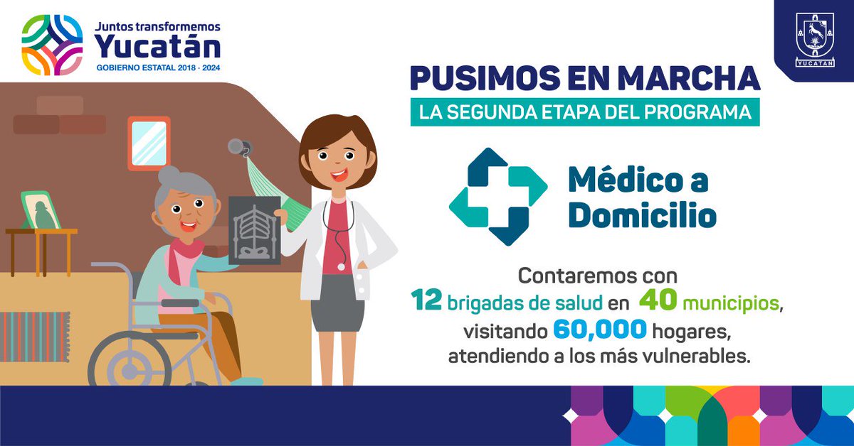 GobYucatan's tweet photo. El programa “Médico a Domicilio” en su segunda etapa, llevará atención gratuita a las personas que tienen dificultades para trasladarse a algún Centro de Salud, como enfermos postrados y personas de la tercera edad y mujeres embarazadas. https://t.co/P88hh1jZc8