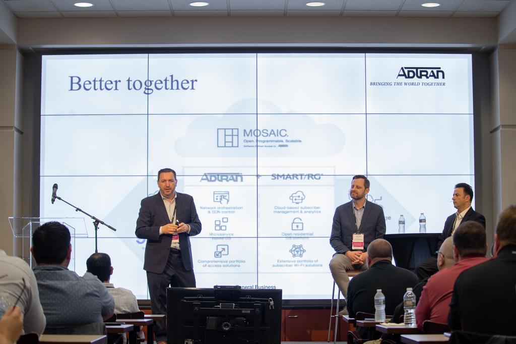 Adtran's tweet image. Jeff McInnis of SmartRG, speaking at #adtranBBSS19 on staying ahead of the wave. #Broadband #Solutions #Services #SmartRG #ADTRAN