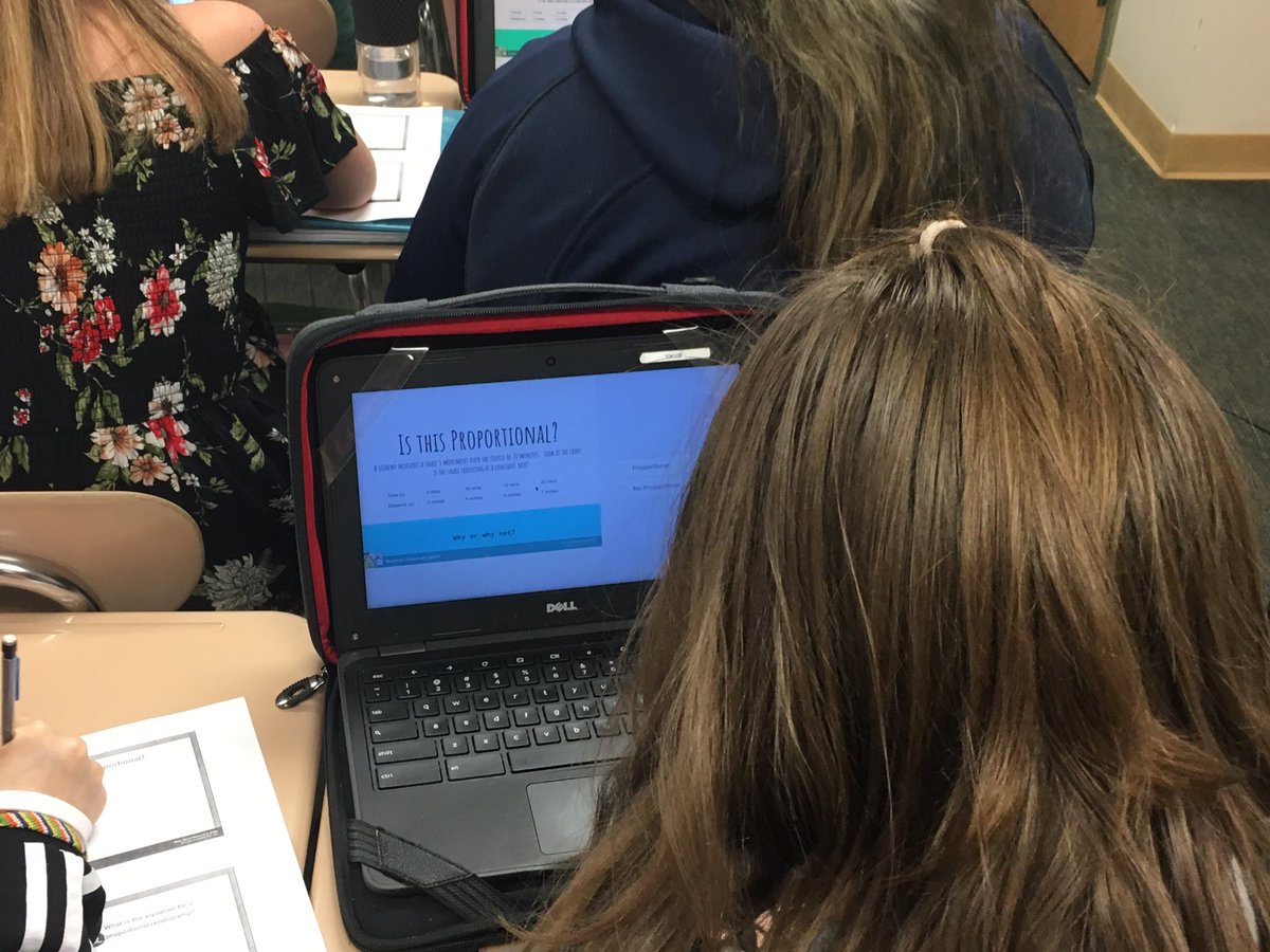 LSchemelWWS's tweet photo. Proportional relationships and constant of proportionality brought engaging collaboration and discussions, extending students’ thinking and learning exponentially(!) with Pear Deck in Miss Day’s math class! @wwsweb @WMSshamrocks https://t.co/pBYtThECHx
