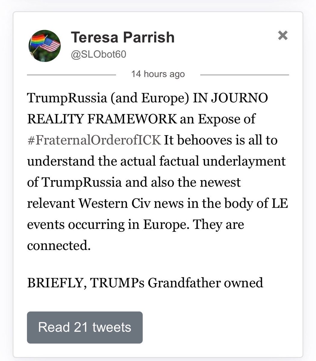 LOrion's tweet photo. @peterdaou No, you just have to question why entire country doesn’t care YUGE cover up continues that #TrumpRussia is really #FOICK https://t.co/W4XL7nRCO3
#MuellerKnowsItAll and is long term ‘participant.’ @Europol knows it all and is making #corruption cases daily. SEE @ICIJorg @OCCRP https://t.co/V9NaY9ball