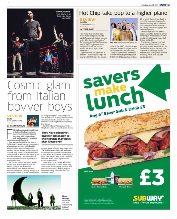 "They have added yet another dimension to their sound: they have shot it into orbit" E.V.A. on <a href="/MetroUK/">Metro</a> #Giuda #ExtraVehicularActivity #GiudaHorde #GiudaFan #EVA @BURGERRECORDS <a href="/RiseAboveRecord/">Rise Above Records</a> <a href="/trooper_ent/">Trooper Ent.</a> #BurgerRecords #RiseAboveRecords #TrooperEntertertainement #MetroUK