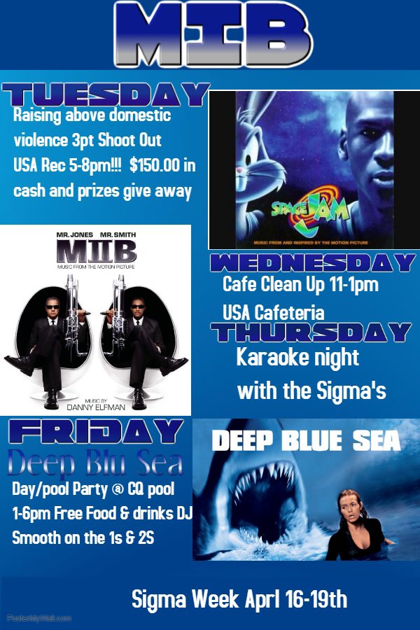 SouthSigmas's tweet photo. All right South Alabama today starts Σigma week 2019, we will be having our raising above domestic violence three point shootout today with a guest speaker from the Penelope House, please come out and support as we shed a light on this issue. #pbs1914 #Sigmaweek2019 @nphc_southal https://t.co/O1yWXOsLyW