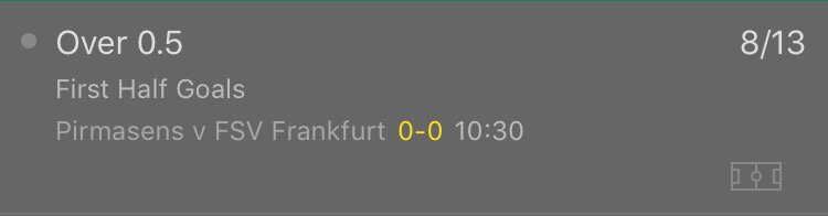 EthanTips's tweet image. Inplay bet 👀 

Pirmasens Vs Frankfurt 🇩🇪 

Over 0.5 First half goals 

Stake - 1U #inplay #betting