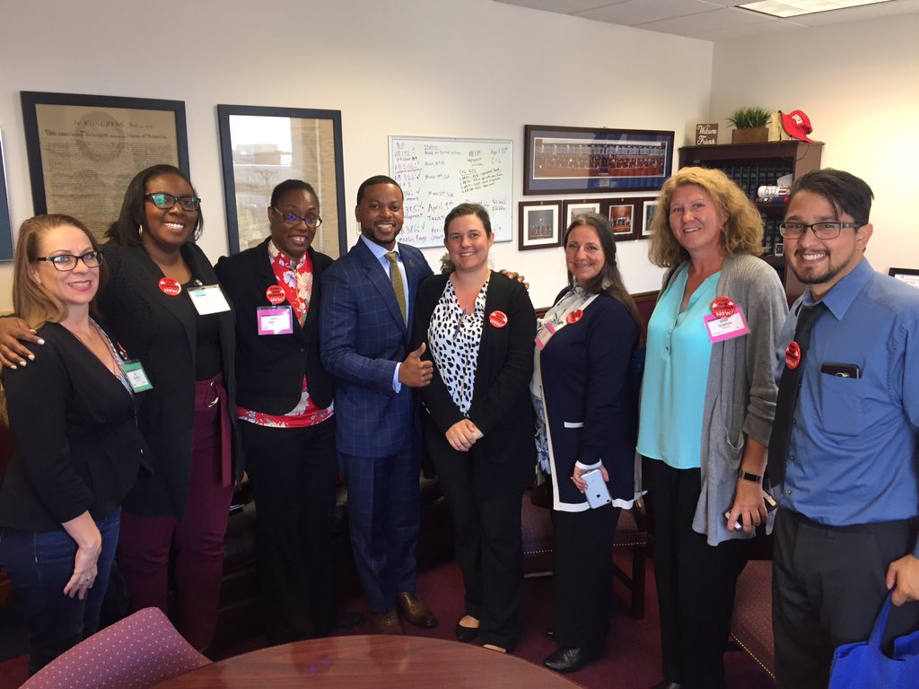cceanv's tweet photo. Assemblyman @WillMcCurdyII showing us that signature smile! Thank you, assemblyman, for co-sponsoring #AB277! It’s time to give educators AND support staff a raise they deserve! #FundOurSchoolsNOW https://t.co/qUFkC3XpKt