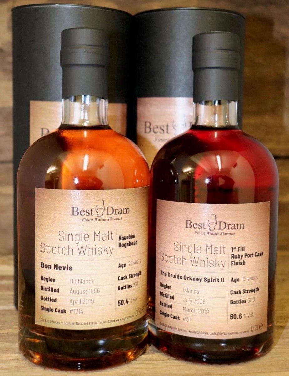 whiskydruid's tweet photo. Ab morgen sind zwei neue #BestDram Abfüllungen im gut sortierten Fachhandel erhältlich😎
Ben Nevis 22 Jahre Bourbon Cask & The Druids Orkney Spirit Vol II 1st FIll Ruby Port Cask
#whiskydruid #singlemalt #scotchwhisky https://t.co/lBKGGtoo8j