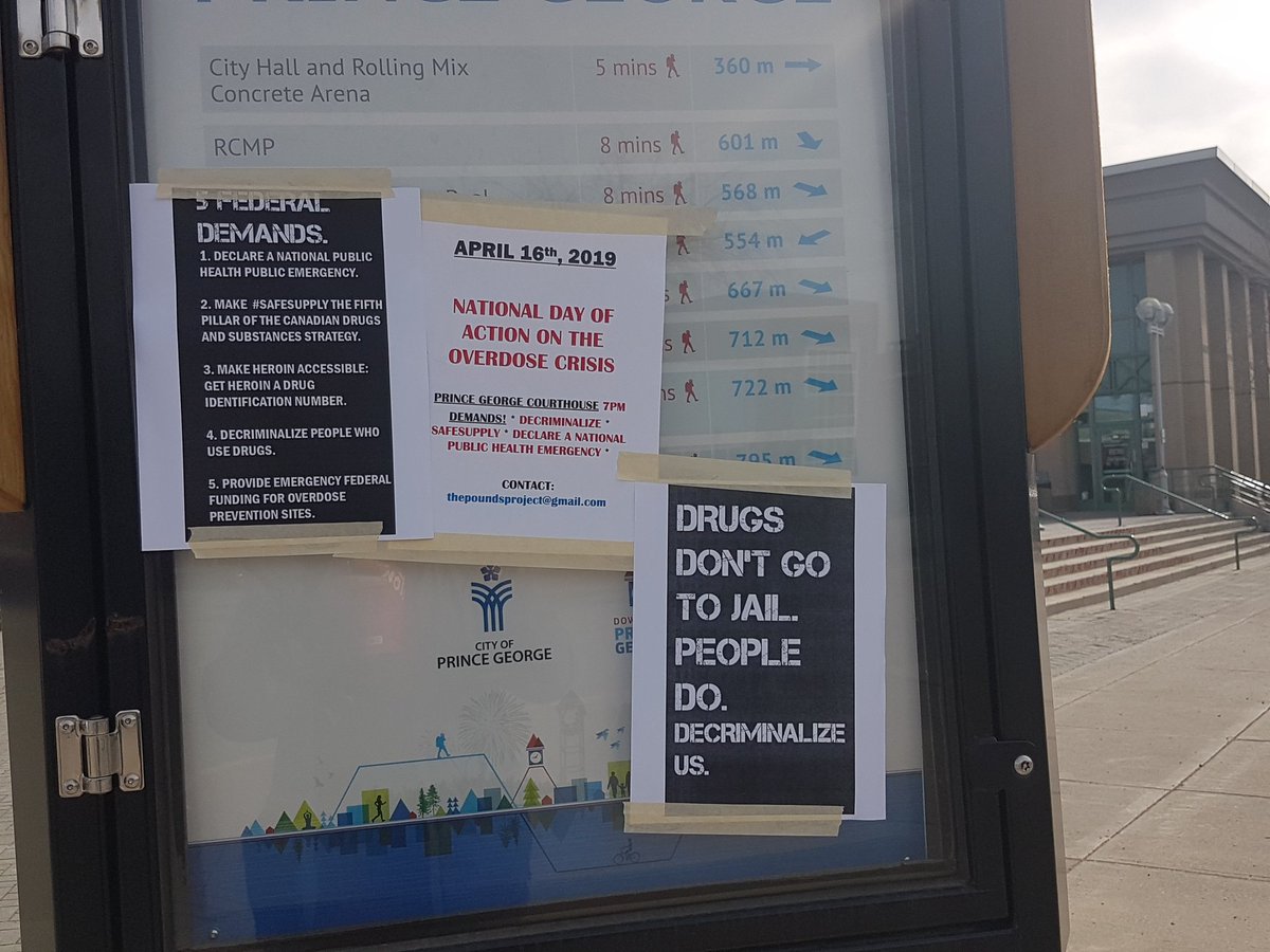 akurjata's tweet photo. Prince George Courthouse. Today is the National Day of Action on the Overdose Crisis. Officer in the scene just told me this is vandalism. #cityofPG https://t.co/KH2vWWet8Y