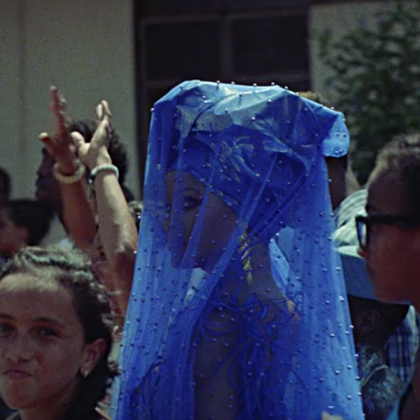 PrimeVideo's tweet photo. The color blue will never be the same after @Rihanna worked it at every angle in #GuavaIsland. https://t.co/UFMjX67v1K