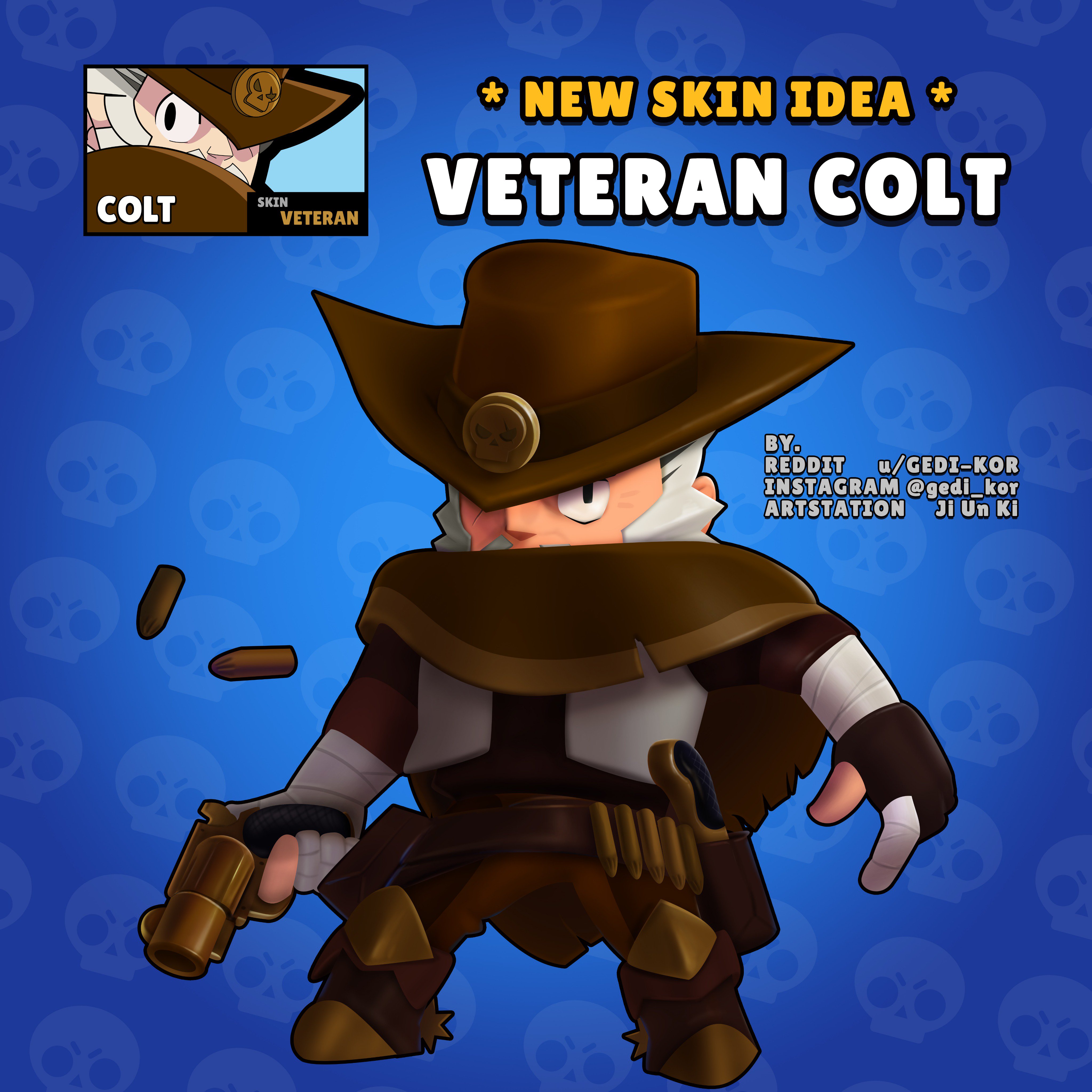 Концепты скинов Brawl Stars на Кольта