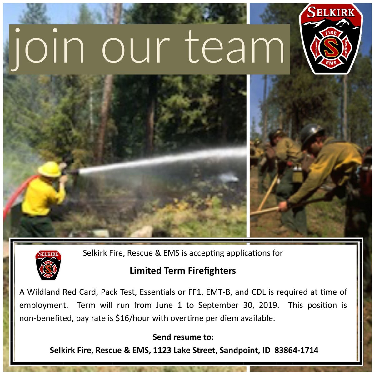 We are looking for limited term firefighters.  Check out our website, buff.ly/2GeOpJH, for information about our department and please like and share :)
