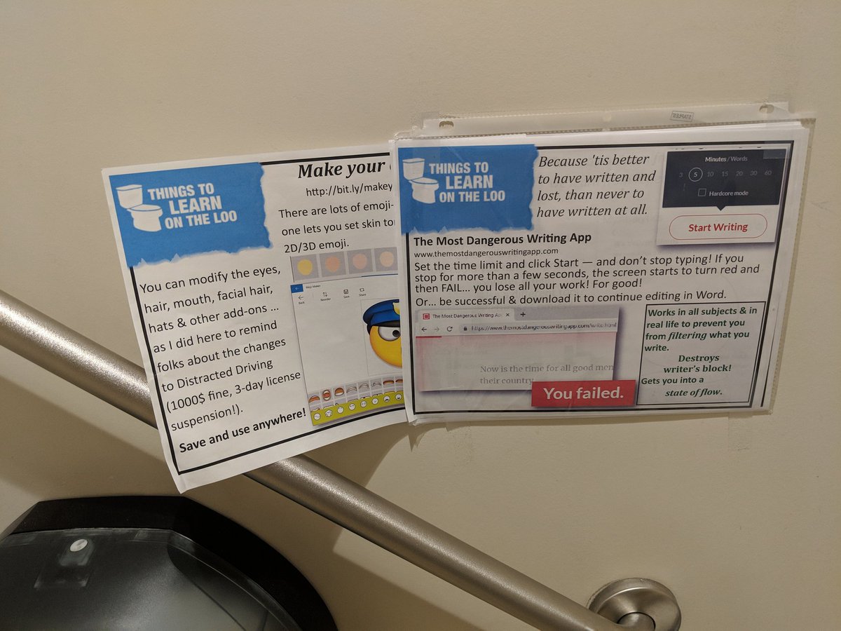 calarmstrong's tweet image. I&apos;m glad I leave the older #learningintheloo pages in the plastic folder.. They&apos;re obviously looking back at them.
They are all stored in the Faculty #OneNote under &quot;Tech&quot; but I&apos;m happy to see the curiosity.