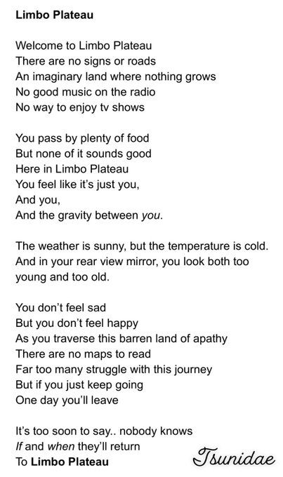Shared this poem with my therapist yesterday.  She said it made her think of &ldquo;liminality&rdquo; #mentalhealth<a href="/tag/poetry"class="tags"><span>#poetry</span></a><a href="/tag/tuesdaythoughts"class="tags"><span>#tuesdaythoughts</span></a><a href="/tag/mentalhealth"class="tags"><span>#mentalhealth</span></a>
