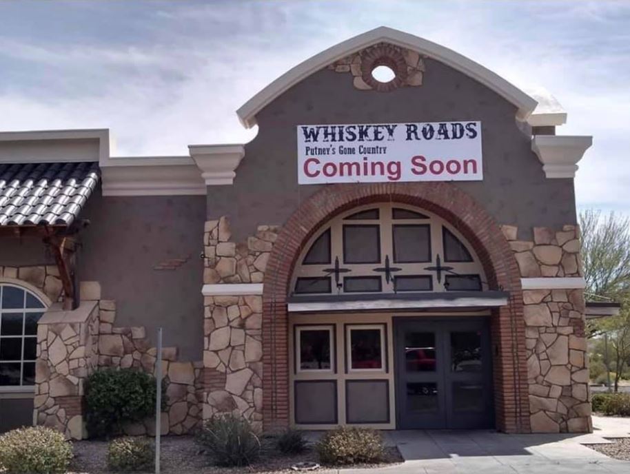 EJJunker's tweet photo. COMING SOON: #Tucson is getting a new country bar on the northwest side. A banner for โWhiskey Roadsโ country bar went up this week at the former Macaroni Grill near Ina & La Cholla. According to a Facebook post Whiskey Roads is scheduled to open in July. #AZWeekend #KOLD https://t.co/tSkGAG2IRS