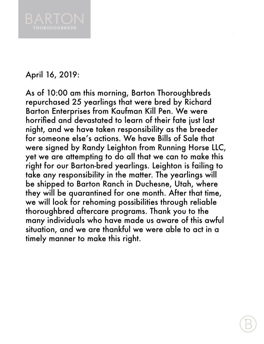 Barton Thoroughbreds tweet media