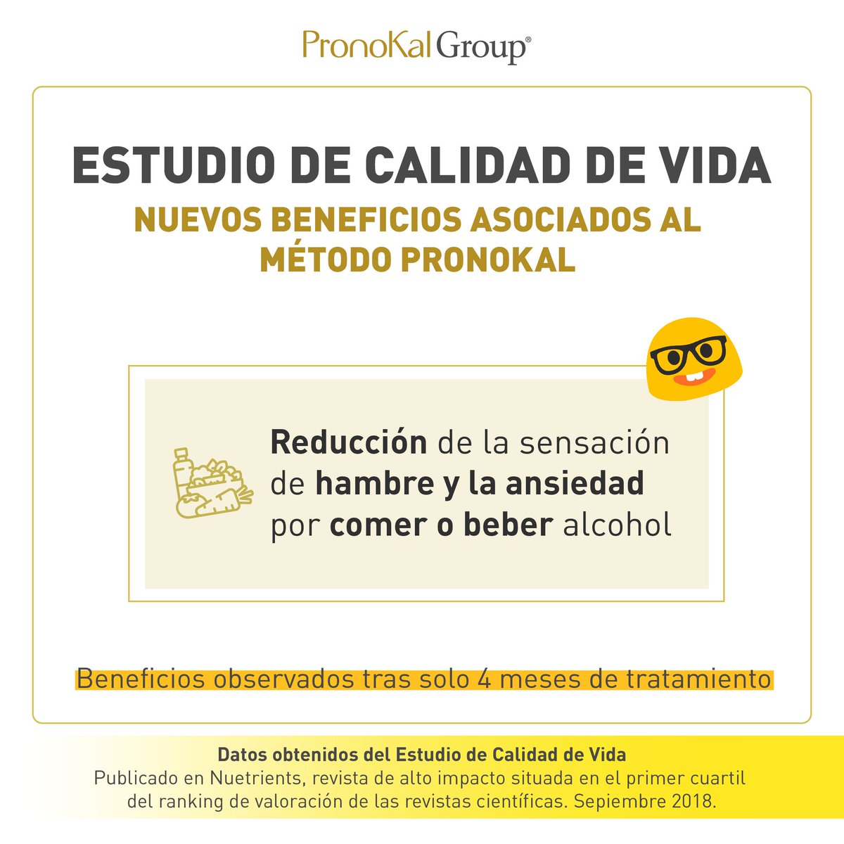 PronoKalArg's tweet photo. Primer estudio de Calidad de Vida PronoKal.
🔻
✅Disminución notoria del hambre y de ansiedad por consumir azucares, grasas trans y alcohol.
✅Mejor calidad del sueño.
✅Aumento del bienestar psicológico, relacionado directamente con el incremento de la confianza y el autoestima. https://t.co/of1ZmHByJe