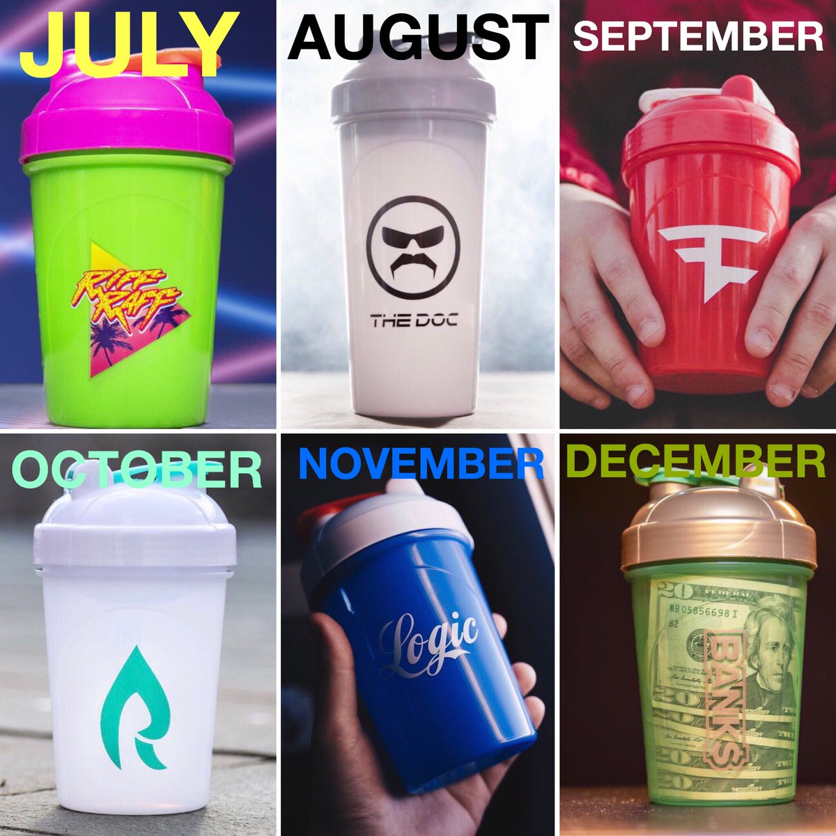 GFuelEnergy's tweet photo. Your birth month is the #GFUEL Shaker you’re stuck with. FOREVER. https://t.co/X9Vniqfwfo