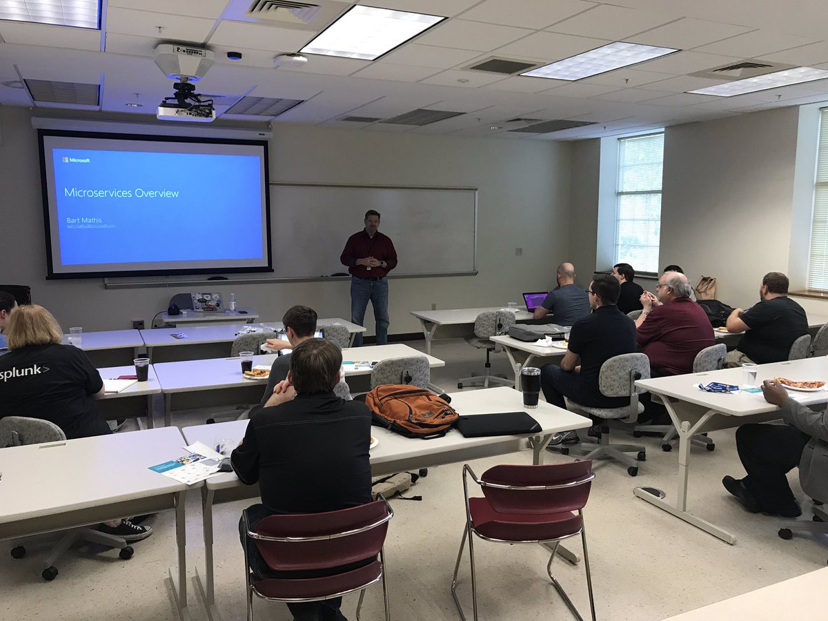 dataneek's tweet photo. It is time to learn about #microservices with Barton Mathis @bhmdotnet https://t.co/b3GJbEQ5Bi
