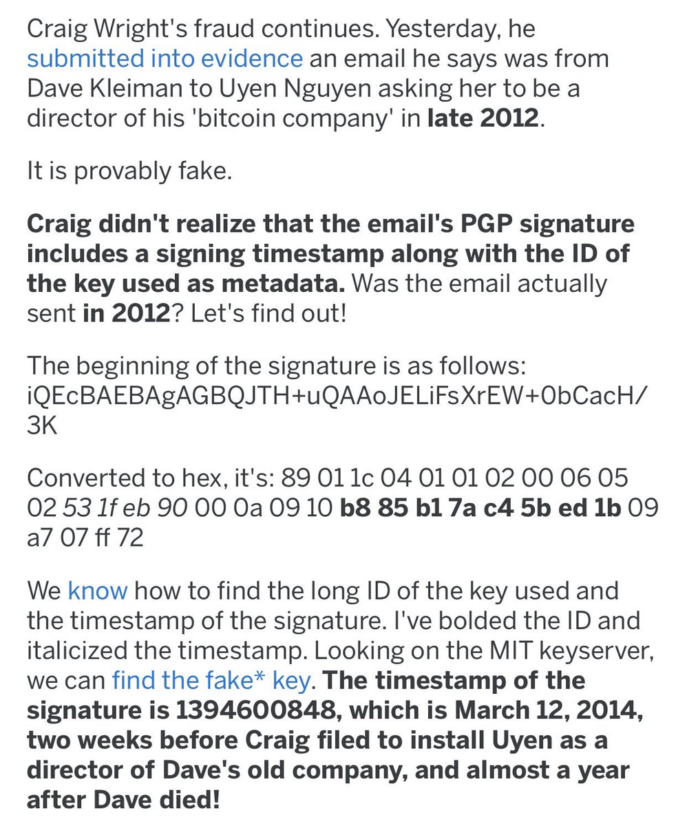 TheCryptomath's tweet photo. The fraud continues - Craig Wright just purposely submitted a provably fake email into evidence in the Kleiman - Wright case 
#CSWFraud #CraighWrightIsAFraud #Crypto https://t.co/N6M3bZXjkP
