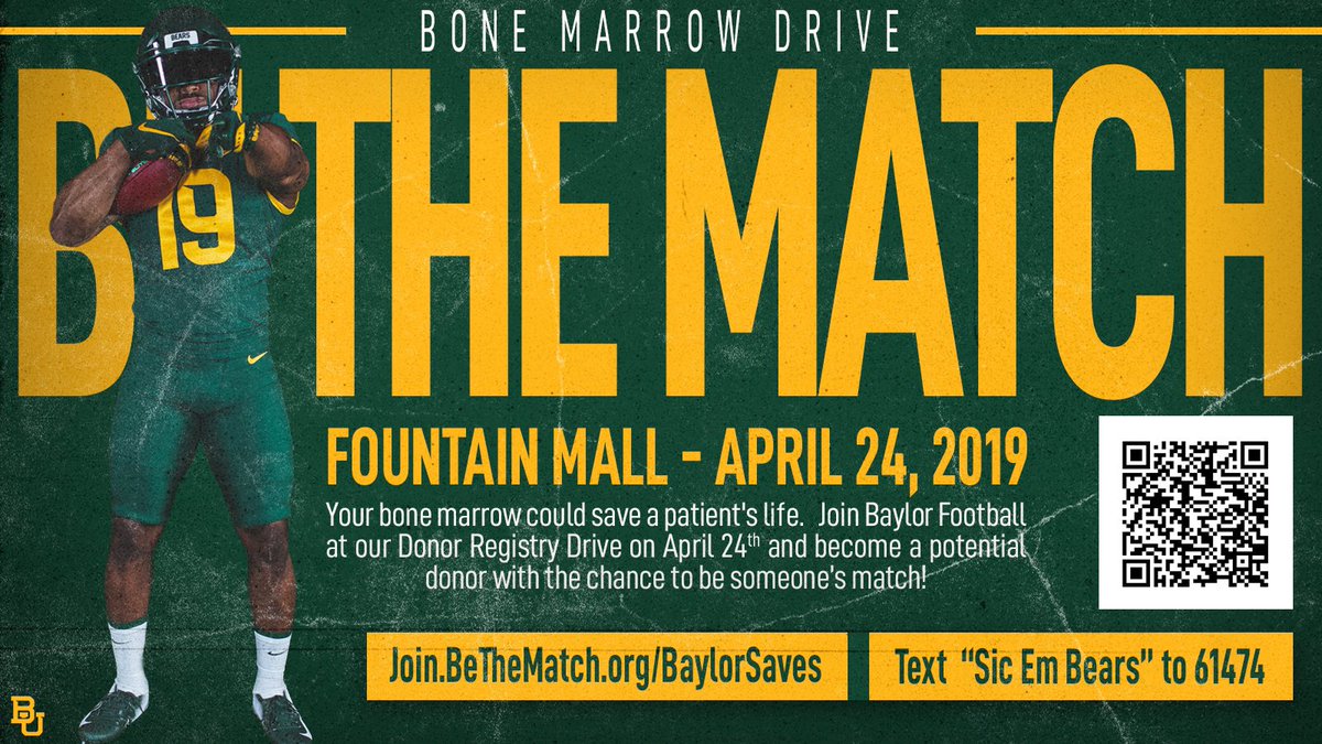 📆 Mark your calendars. You could help save a life.

➡️ join.bethematch.org/baylorsaves