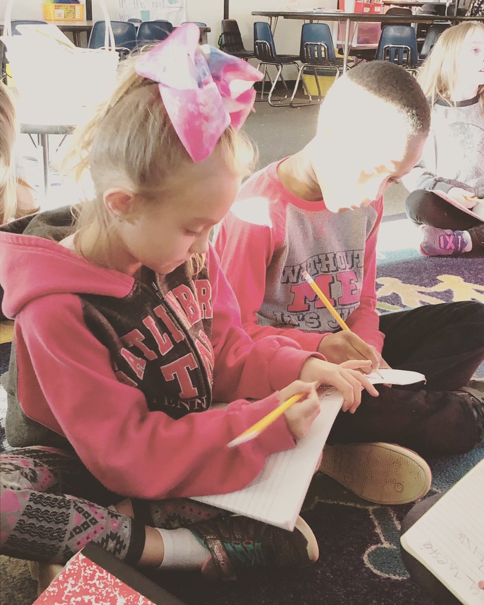 kyla_scanlon's tweet photo. My favorite part of teaching first grade is watching their little minds begin to learn what true caring and problem solving looks like. Love these two kiddos sharing a notebook when one of theirs was filled up #loveyourpassangers #lovemybabes #thisyearwastoofast https://t.co/D5PwlA9p9I