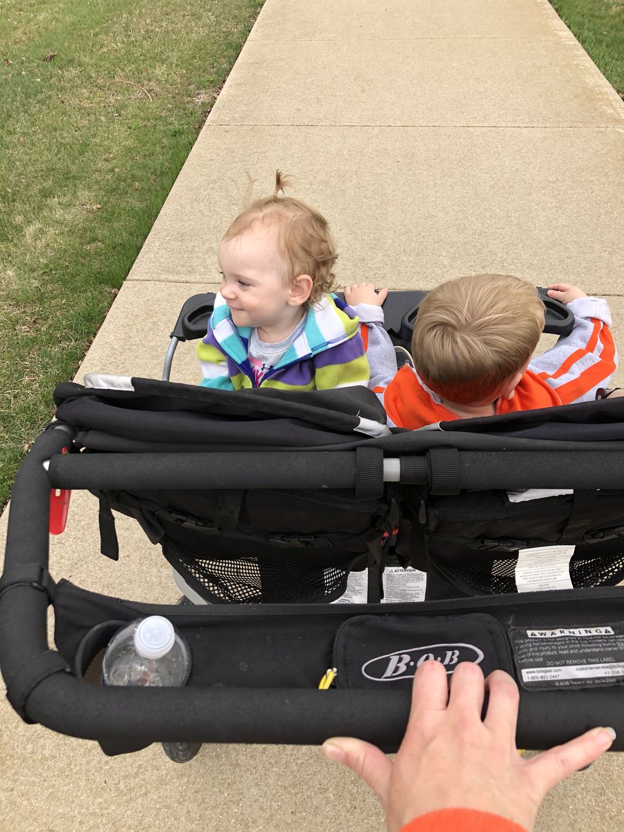 ashireman109's tweet photo. Something weird just happened. 

Our nightly walk just turned into a run! 🤷🏻‍♀️First run in almost a year and I had to push 55 extra lbs and a double stroller. Who’s orchestrating this madness? https://t.co/P2bGPXAh5F