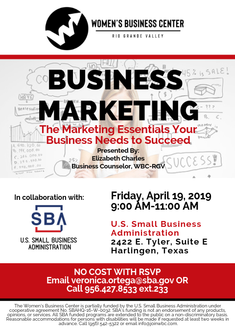 joinwbc's tweet photo. Join us for the Business Marketing workshop that will cover:
✔️how to set achievable marketing objectives
✔️the key steps of Market Research
✔️the basics of social media marketing and more
Don't miss out on this FREE workshop happening at @SBA_LRGV! RSVP TODAY! https://t.co/1DgXhVXvig